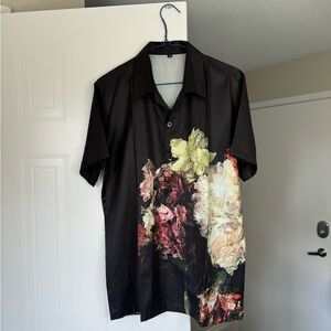 Summer / Beach Lapel Collar Graphic Shirt
Size: s
color: black